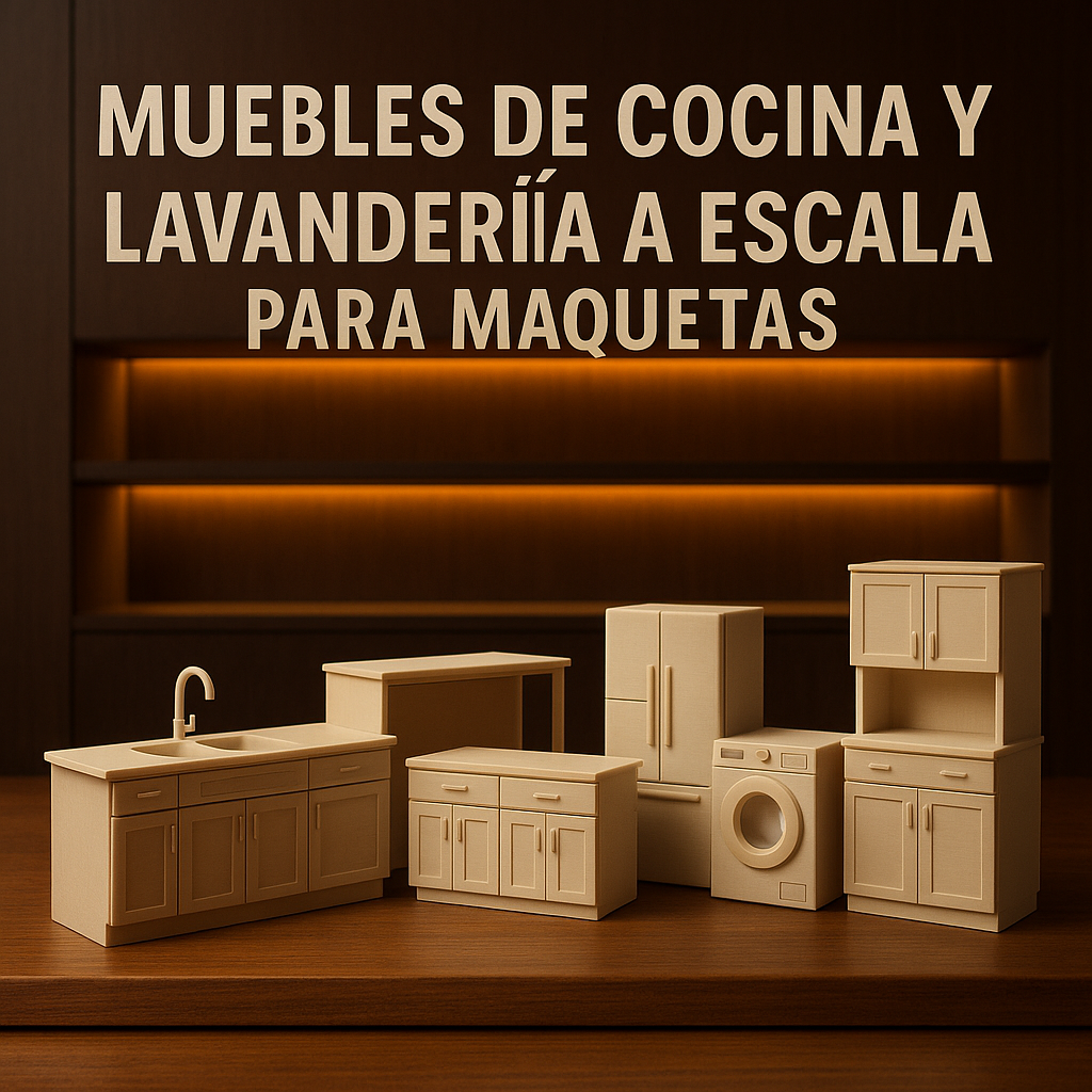 Muebles de Cocina y Lavandería a Escala para Maquetas