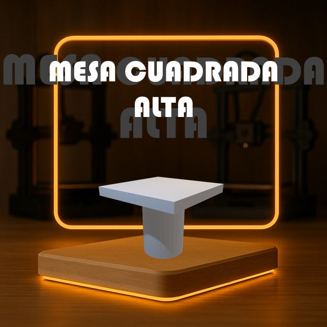 Set de MESA CUADRADA ALTA a Escala para Maquetas – 3 Piezas