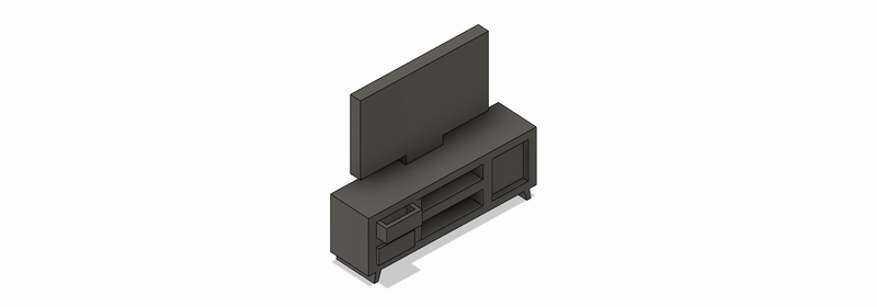 Set de MUEBLE TV a Escala para Maquetas – 2 Piezas
