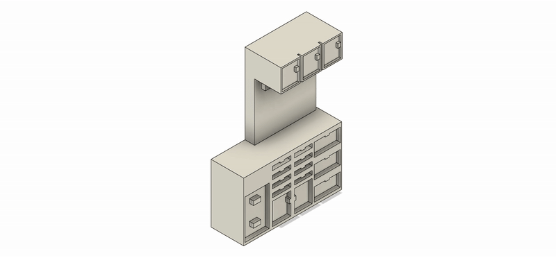 Set de GABINETE COCINA 2 a Escala para Maquetas – 1 Pieza