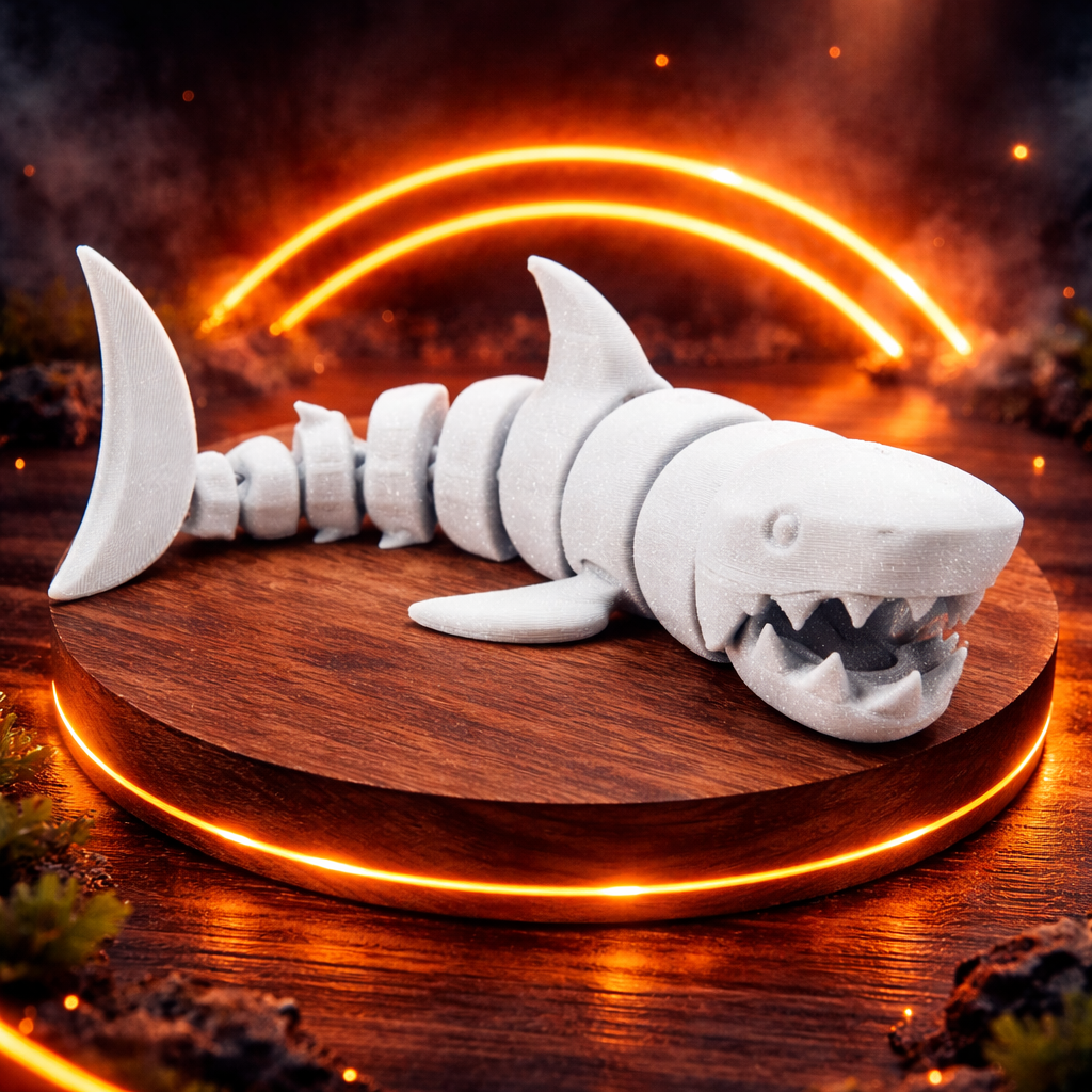 Tiburón Articulado 3D Flexible – Figura Impresa en 3D Anti Estrés