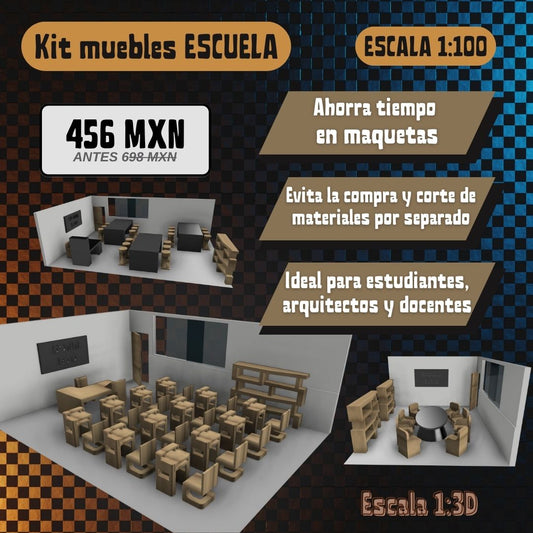 FULL KIT MUEBLES ESCUELA: ESCALA 1:100