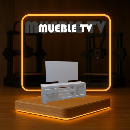 Set de MUEBLE TV a Escala para Maquetas – 2 Piezas