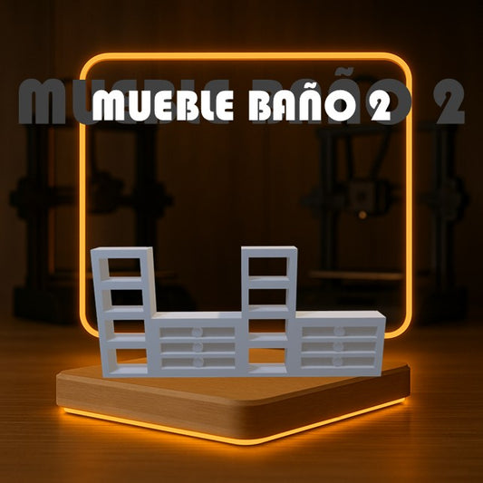 Set de MUEBLE BAÑO 2 a Escala para Maquetas – 2 Piezas