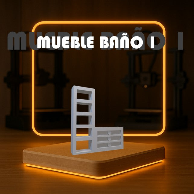 Set de MUEBLE BAÑO 1 a Escala para Maquetas – 2 Piezas